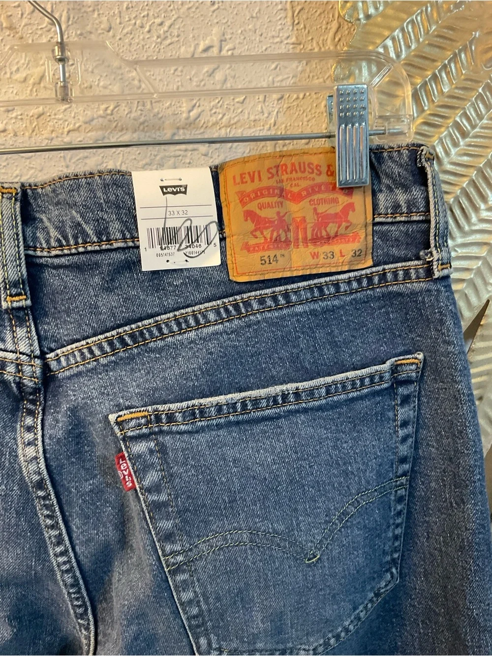 Levis 514 Straight Fit Denim‎ Jeans Mens W33 L32 Stretch Blue